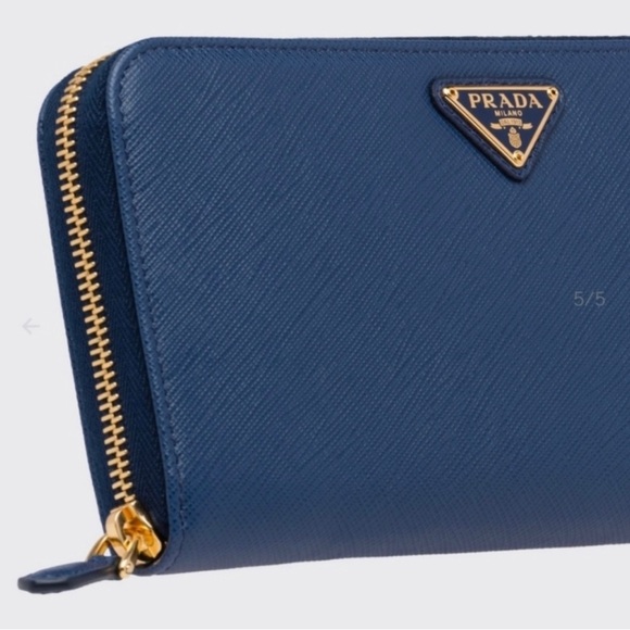 Prada Saffiano Long Zip Around Bluette Wallet EUC! - Picture 4 of 16